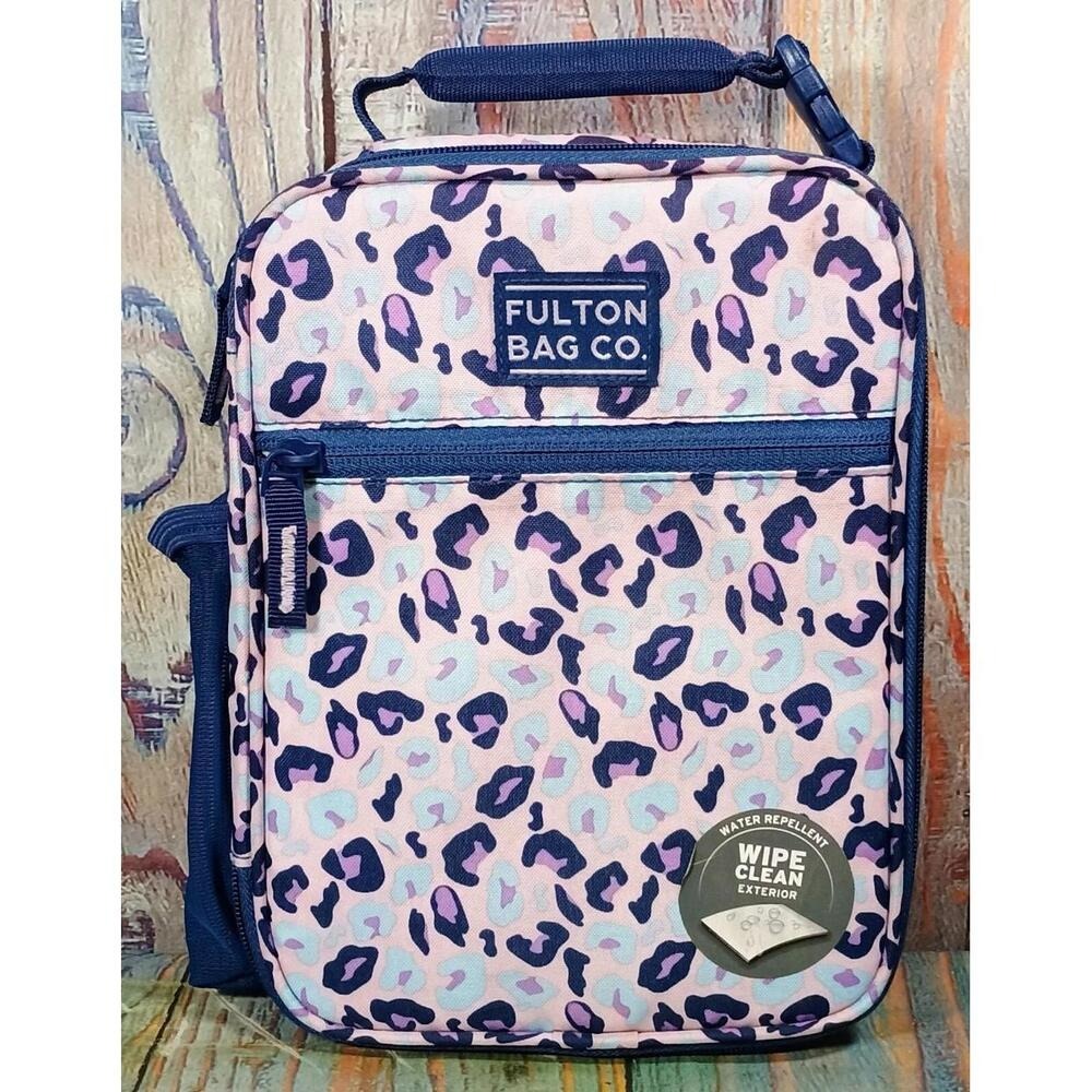 Fulton Bag Co Pink Leopard‎ Print Insulated Lunch Box Hard Liner Water Repellent